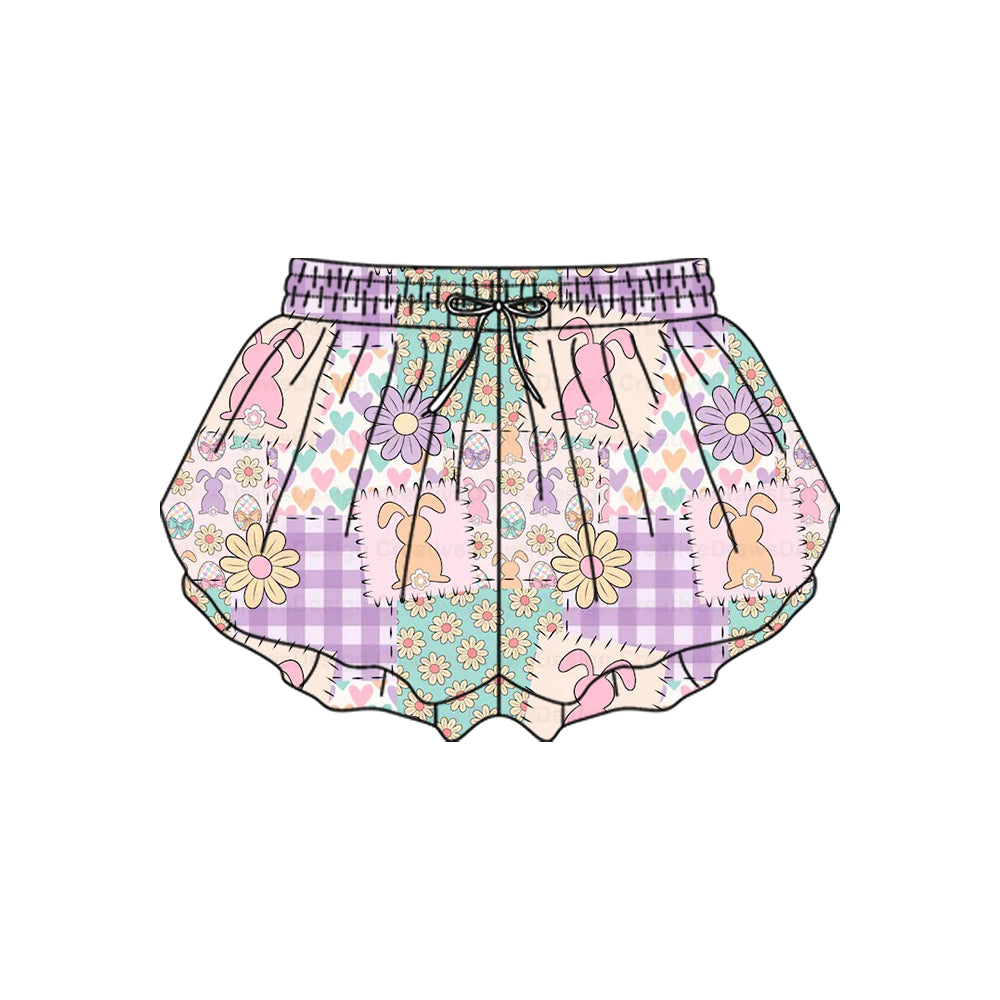 Baby Girls Flowers Rabbits Easter Yoga Ruffle Shorts Bottom Preorder