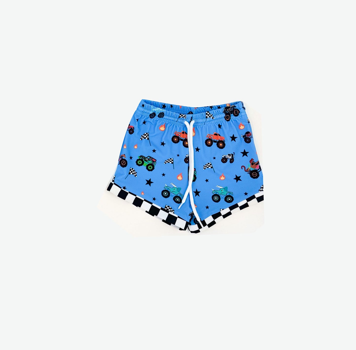 Baby Boys Hot Blue Motor Cars Flags Shorts Bottom Preorder