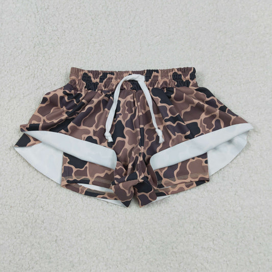 Baby Girls Southern Brown Camo Yoga Active Ruffle Shorts Bottom
