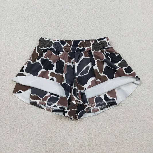 Baby Girls Southern Dark Brown Camo Yoga Active Ruffle Shorts Bottom