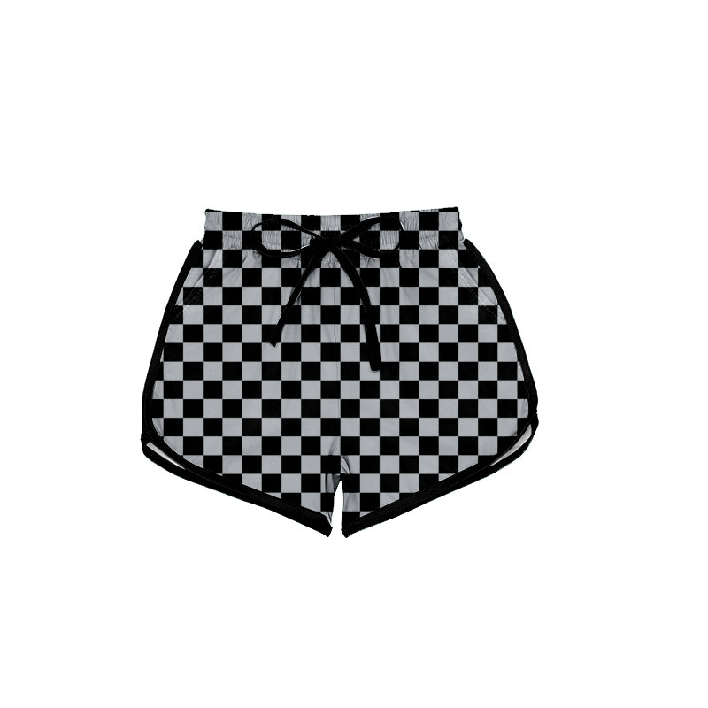 Adult Women Black Checked Pockets Shorts Bottom Preorder