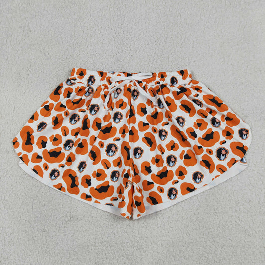 Adult Women Orange Leopard Dogs Team Yoga Active Butterfly Shorts Bottoms
