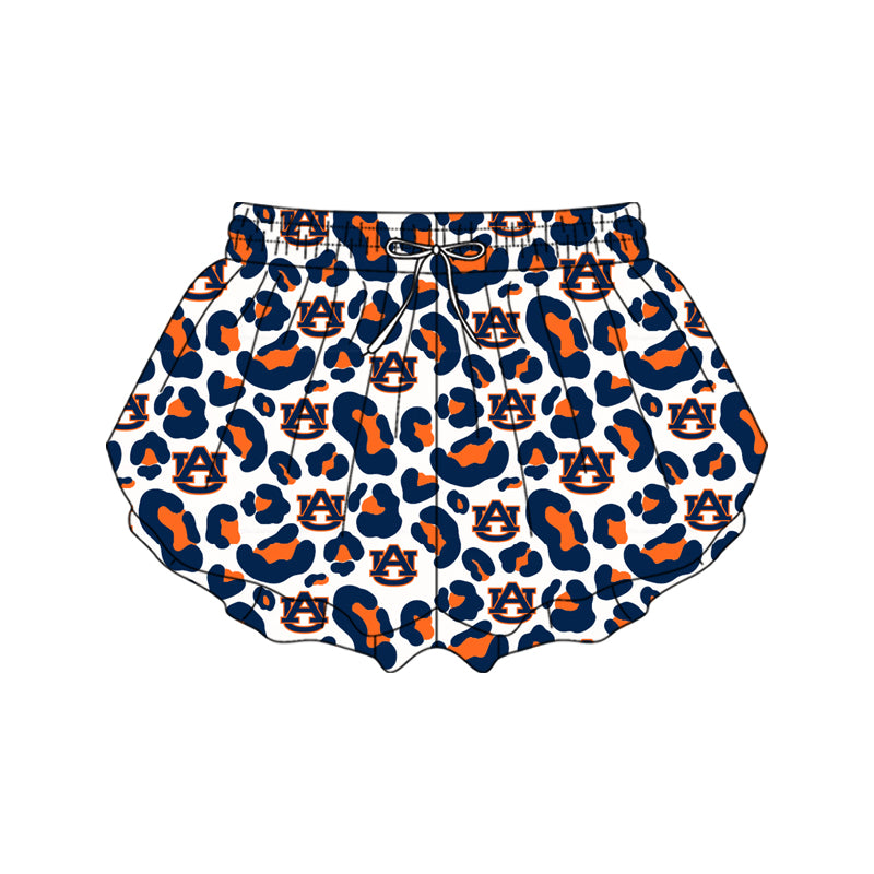 Adult Women Navy Leopard AU Team Yoga Active Ruffle Shorts Bottoms Preorder