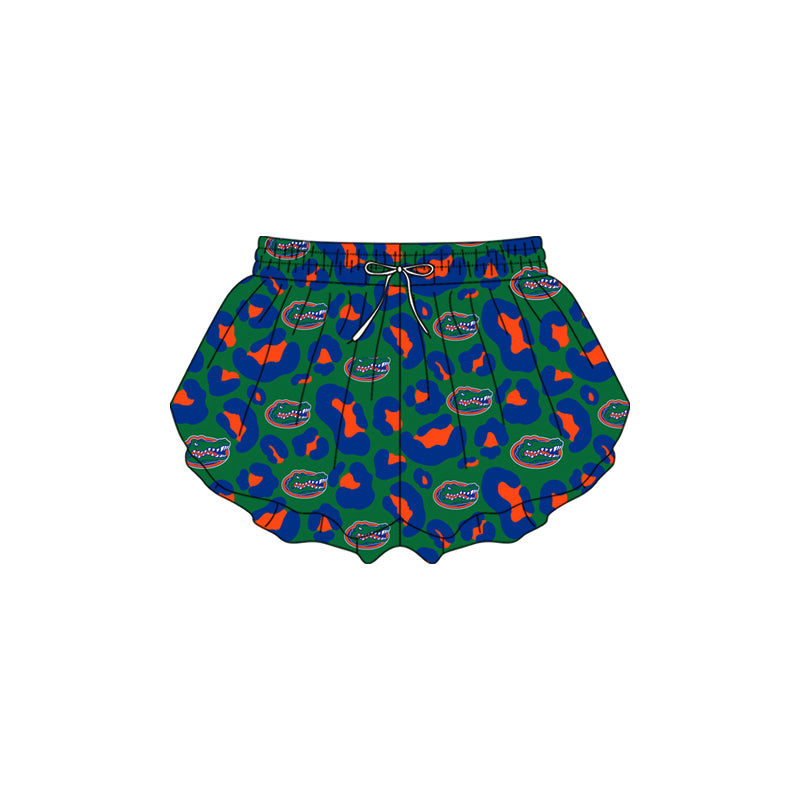 Baby Girls Green Leopard Crocodiles Yoga Active Team Ruffle Shorts Bottom Preorder