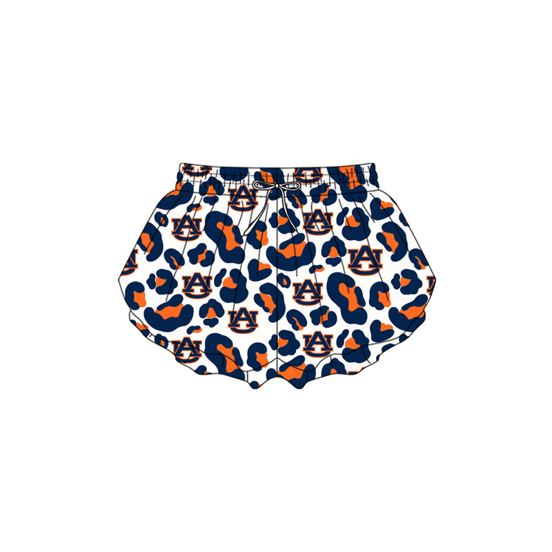 Baby Girls Navy Leopard AU Yoga Active Team Ruffle Shorts Bottom Preorder