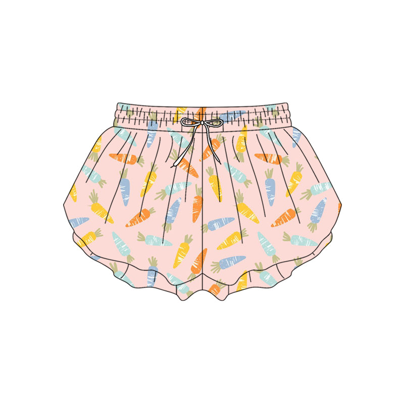 Adult Women Colorful Carrots Easter Yoga Active Ruffle Shorts Bottoms Preorder