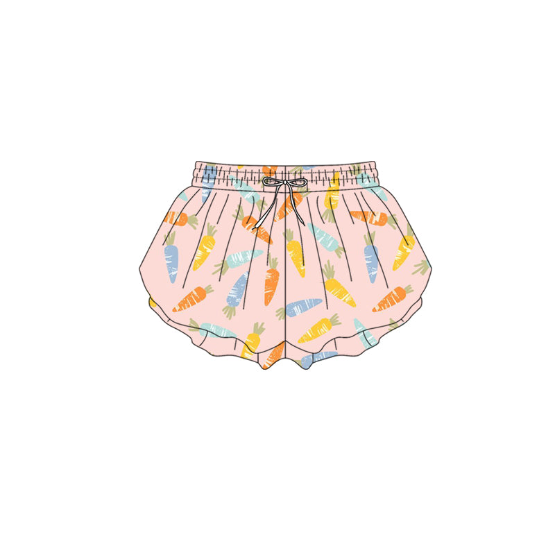 Baby Girls Colorful Carrots Easter Yoga Active Ruffle Shorts Bottom Preorder