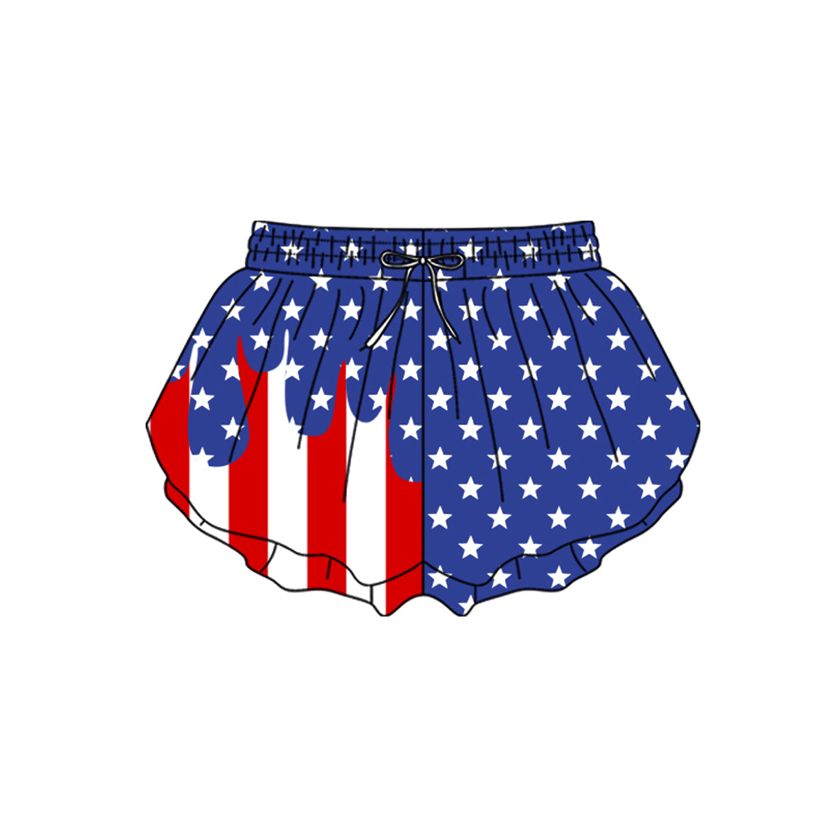 Baby Girls Stars Stripe 4th of July Yoga Active Ruffle Shorts Bottom Preorder