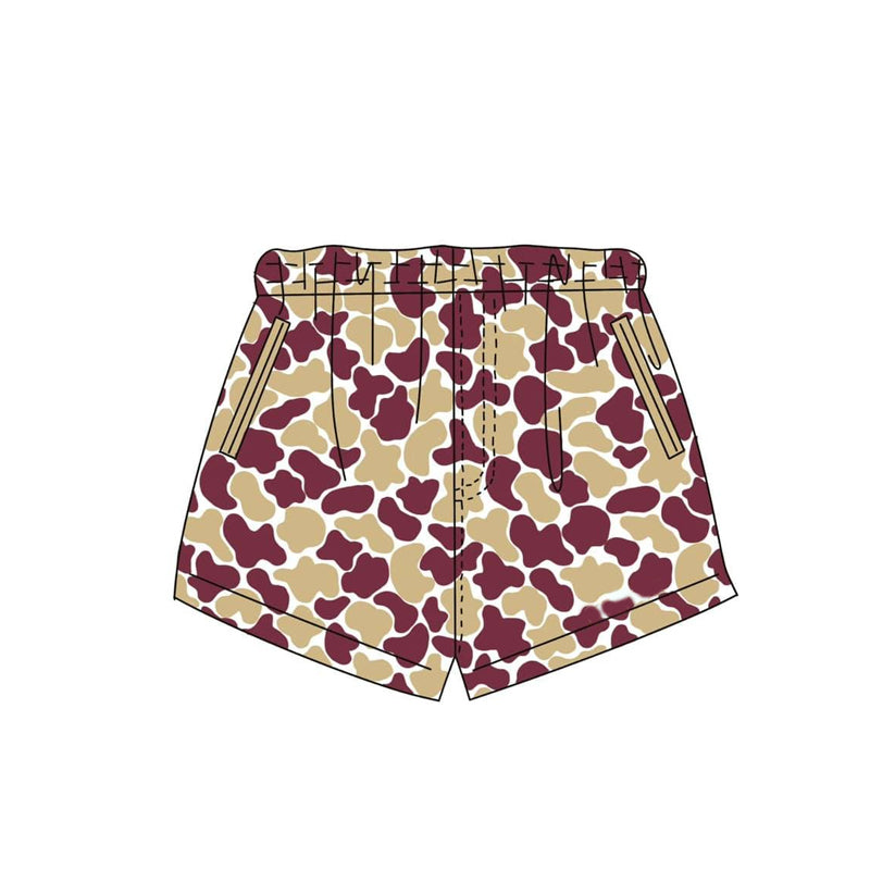 Baby Boys Gold Red Camo Team Pockets Shorts Bottom Preorder