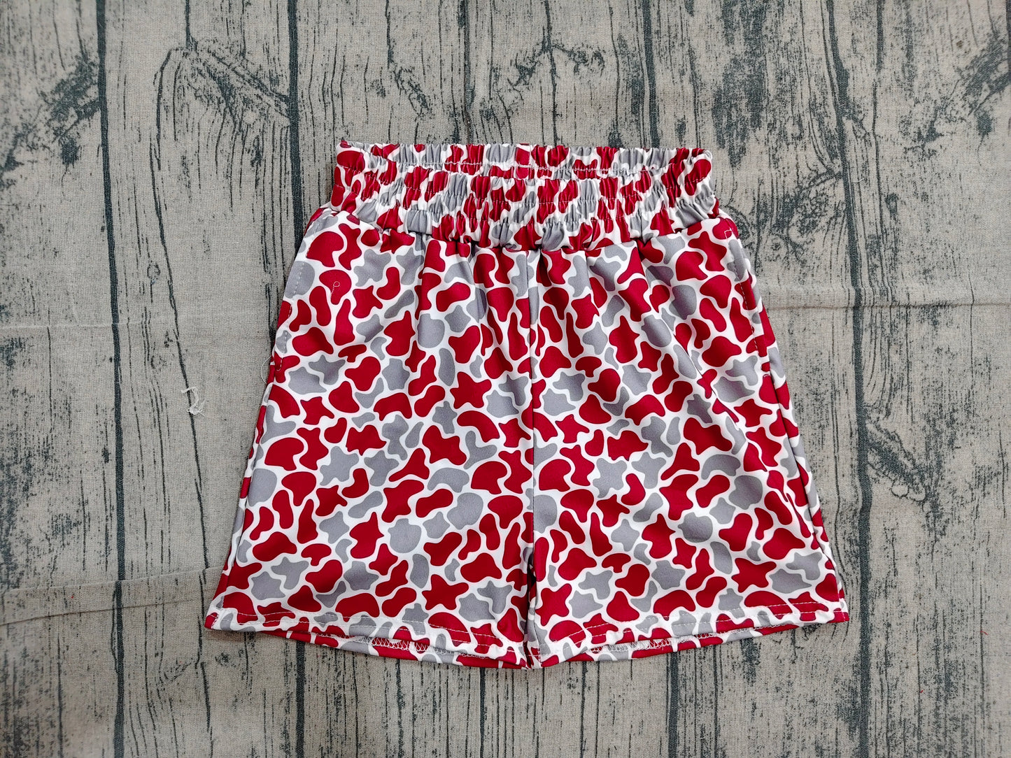 Baby Boys Red Grey Camo Team Pockets Shorts Bottom