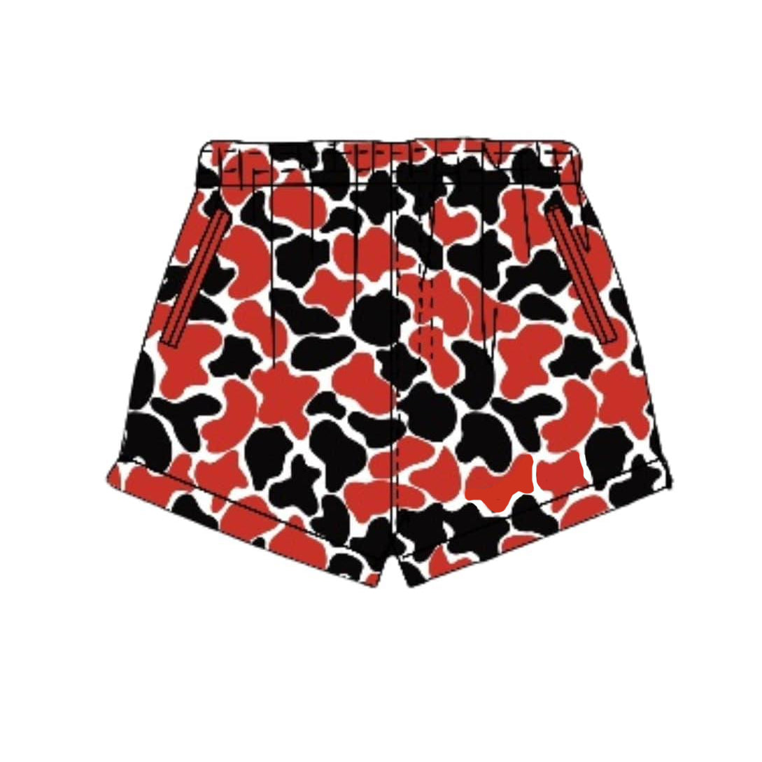 Baby Boys Red Black Camo Team Pockets Shorts Bottom Preorder
