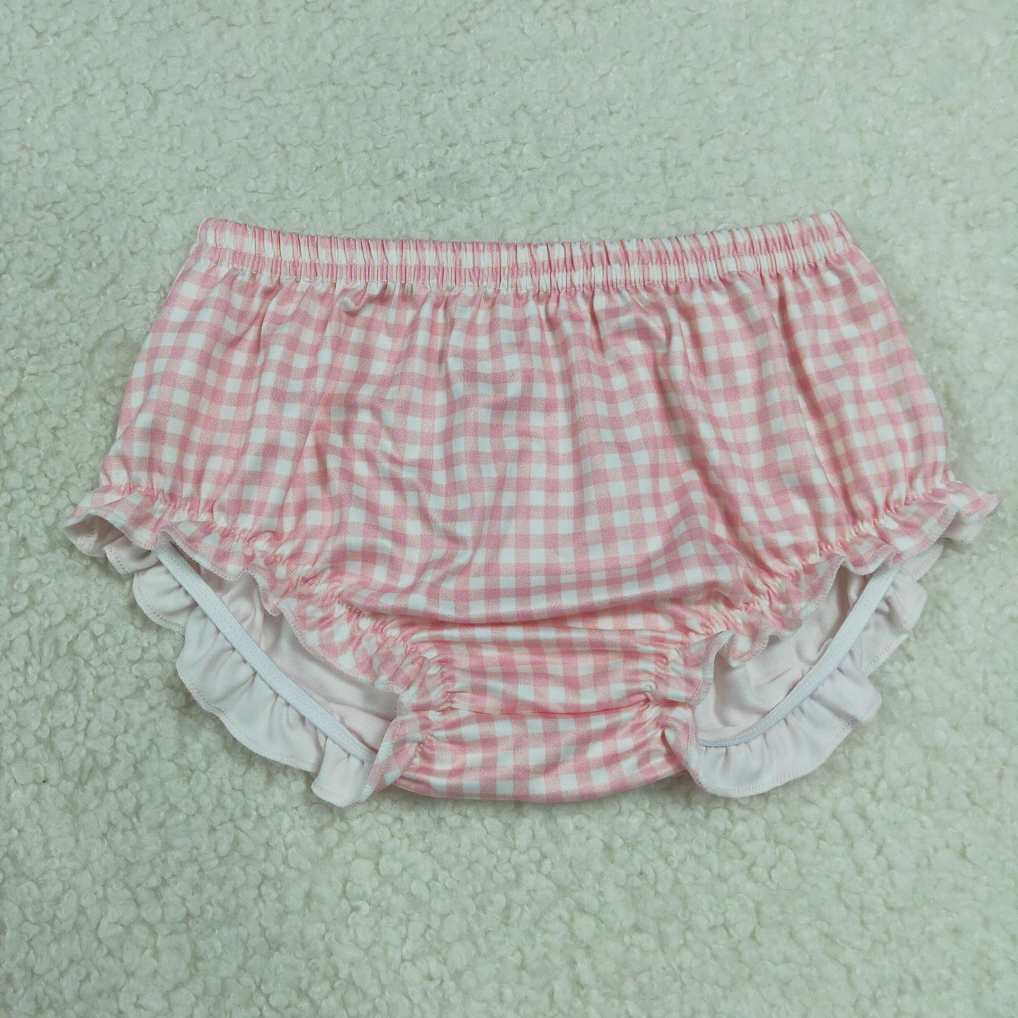 Baby Girls Light Pink Checked Bummies Shorts Bottom