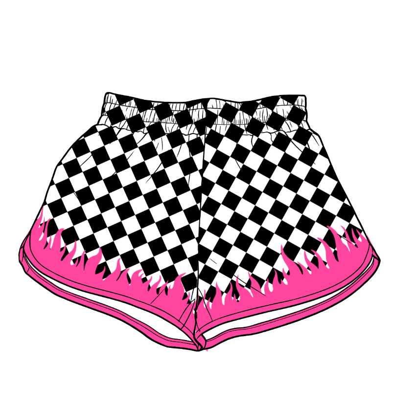 Adult Women Black Checked Yoga Active Shorts Bottom Preorder
