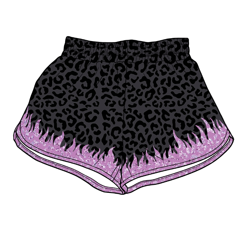 Adult Women Black Leopard Yoga Active Shorts Bottom Preorder