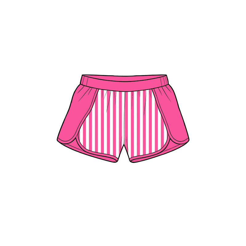 Preorder moq 5 Baby Girls Pink Stripe Yoga Active Shorts Bottom
