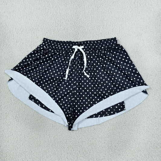 Adult Women Black Polka Dots Yoga Active Butterfly Shorts Bottom