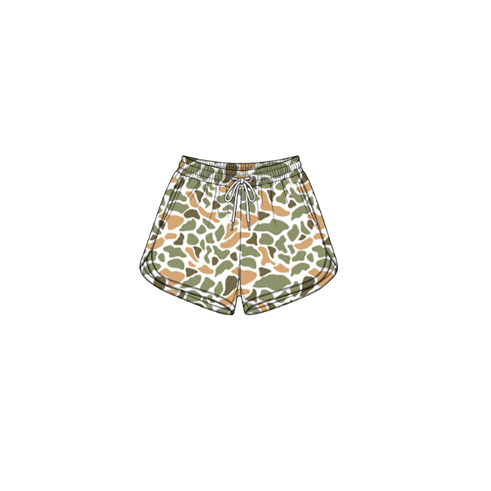 Preorder moq 5 Baby Girls Green Yellow Camo Yoga Active Pockets Shorts Bottom