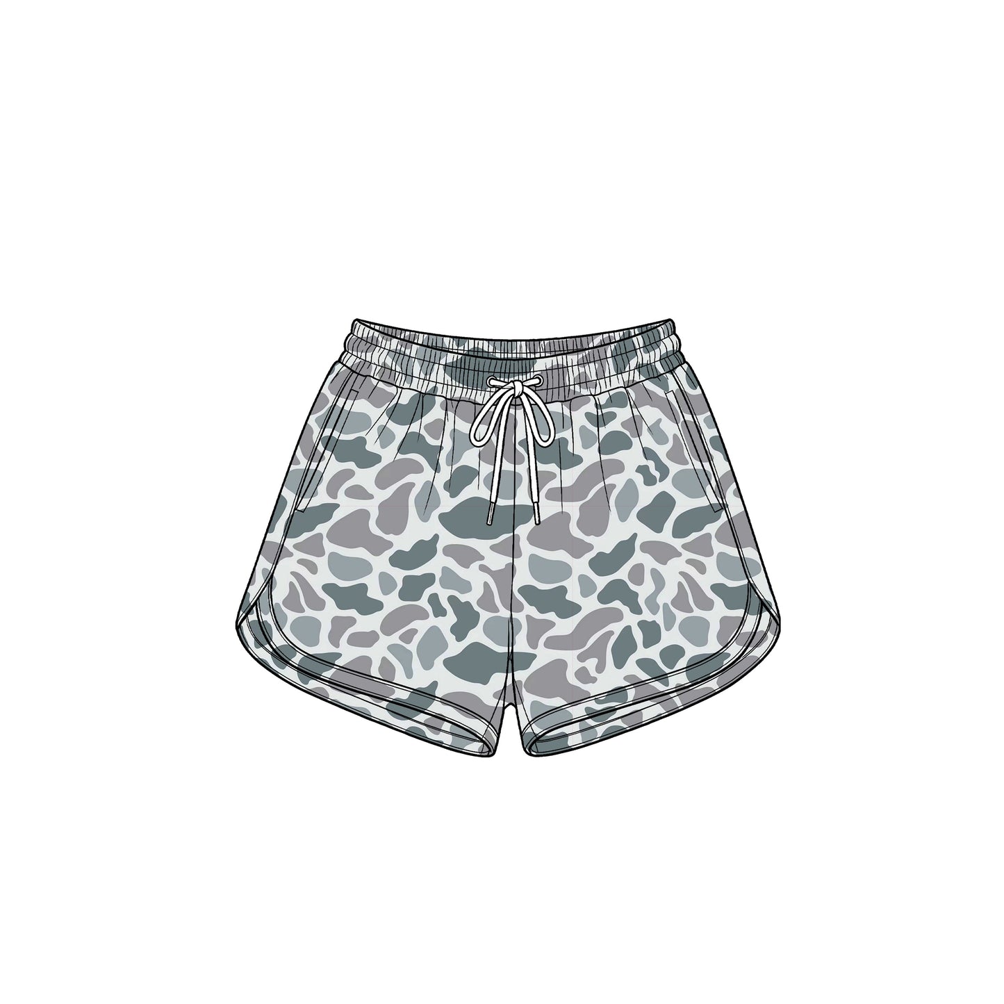 Preorder moq 5 Adult Women Light Grey Camo Yoga Active Pockets Shorts Bottom