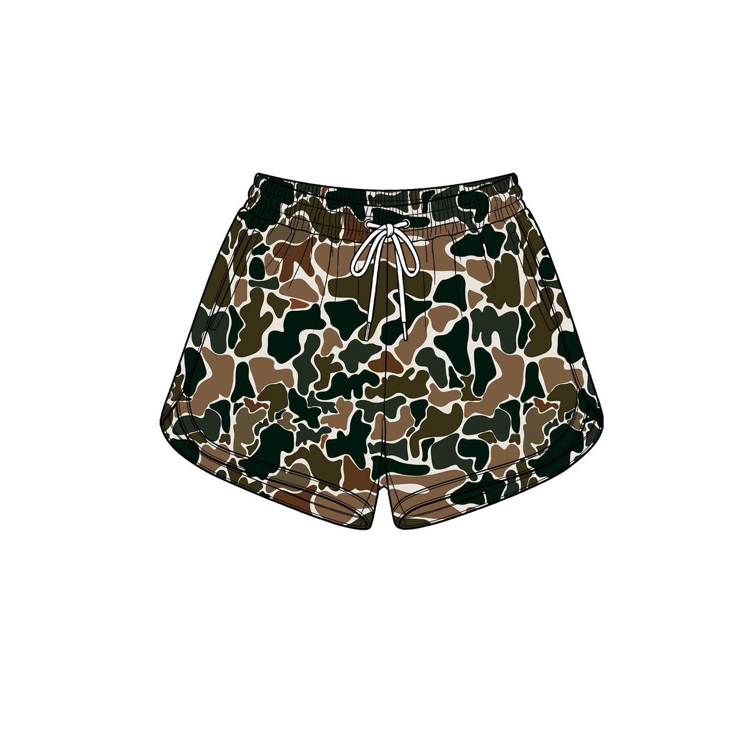 Preorder moq 5 Adult Women Dark Brown Camo Yoga Active Pockets Shorts Bottom