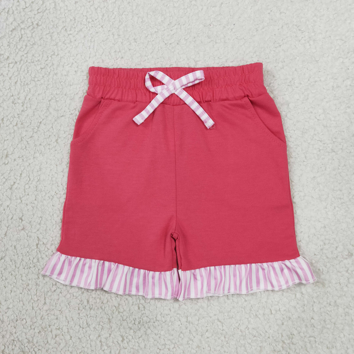 Baby Girls Watermelon Red Stripe Pockets Bow Shorts Bottom