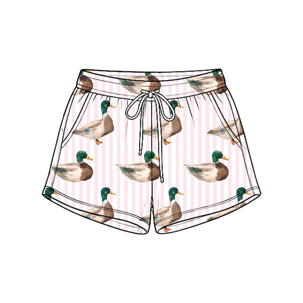 Preorder moq 5 Baby Girls Pink Stripe Ducks Hunting Pockets Shorts Bottom