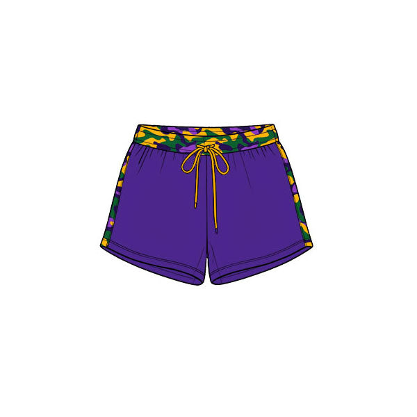 Preorder moq 5 Baby Boys Mardigras Camo Purple Pockets Shorts Bottom