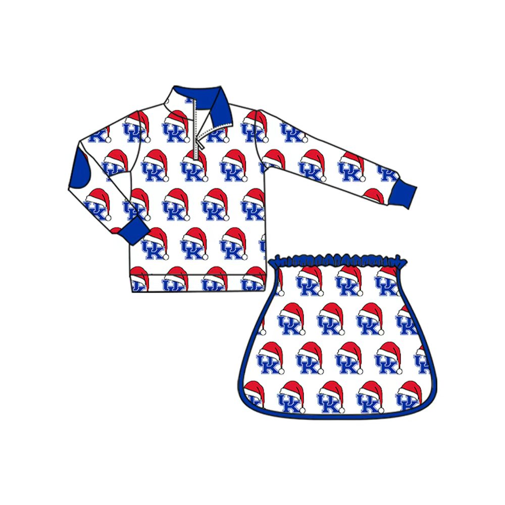 Preorder (moq 5)Baby Girls UK Team Christmas Zip Pullovers Top Skort Shorts Clothes Sets