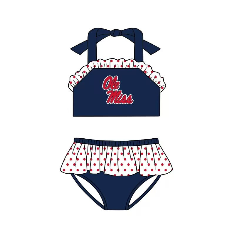 Baby Girls Ole Miss Team Ruffle Two Pieces Swimsuits preorder (moq 5)