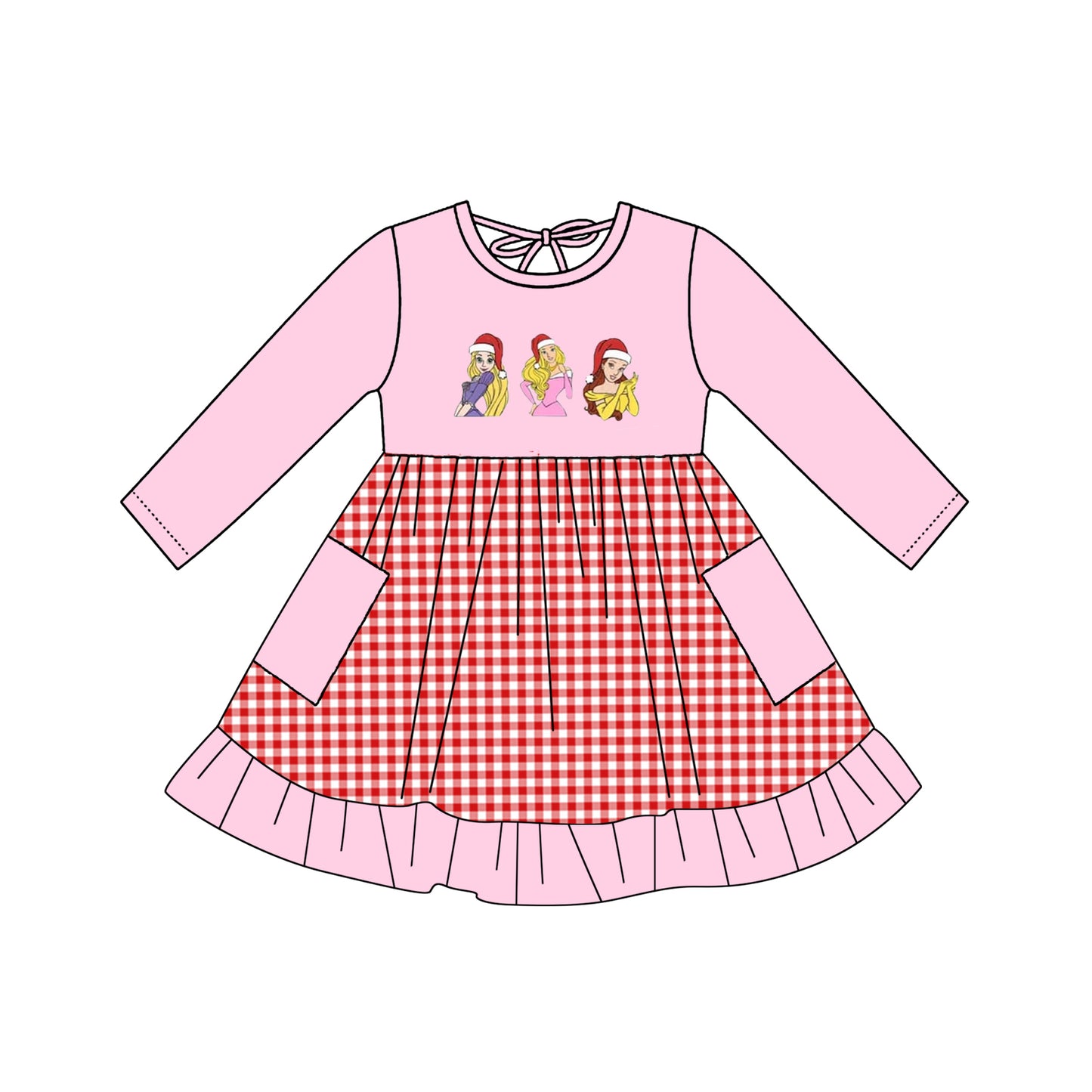 Baby Girls Christmas Princess Long Sleeve Knee Length Dresses Preorder(moq 5)