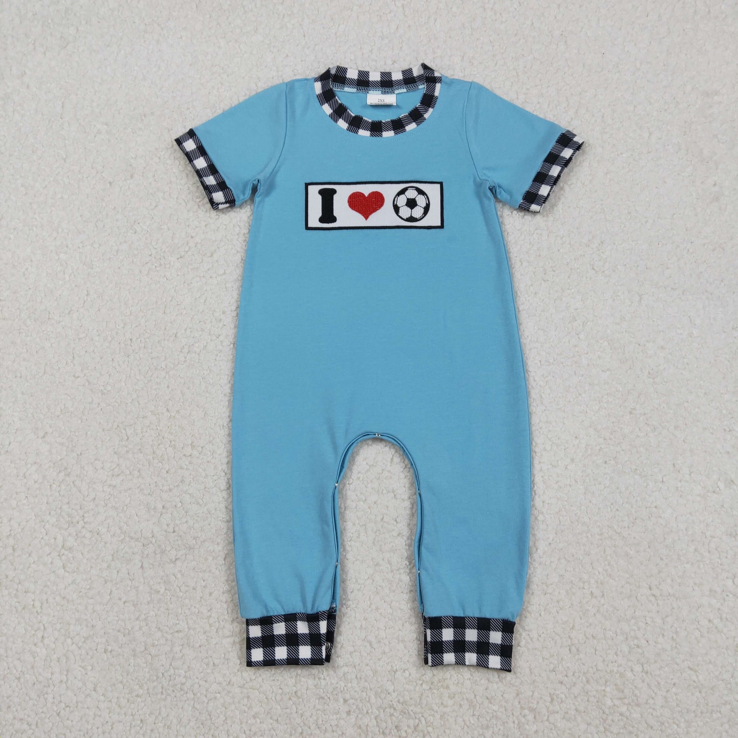 Embroidery I Love Footballs Baby Boys Team Footie Rompers