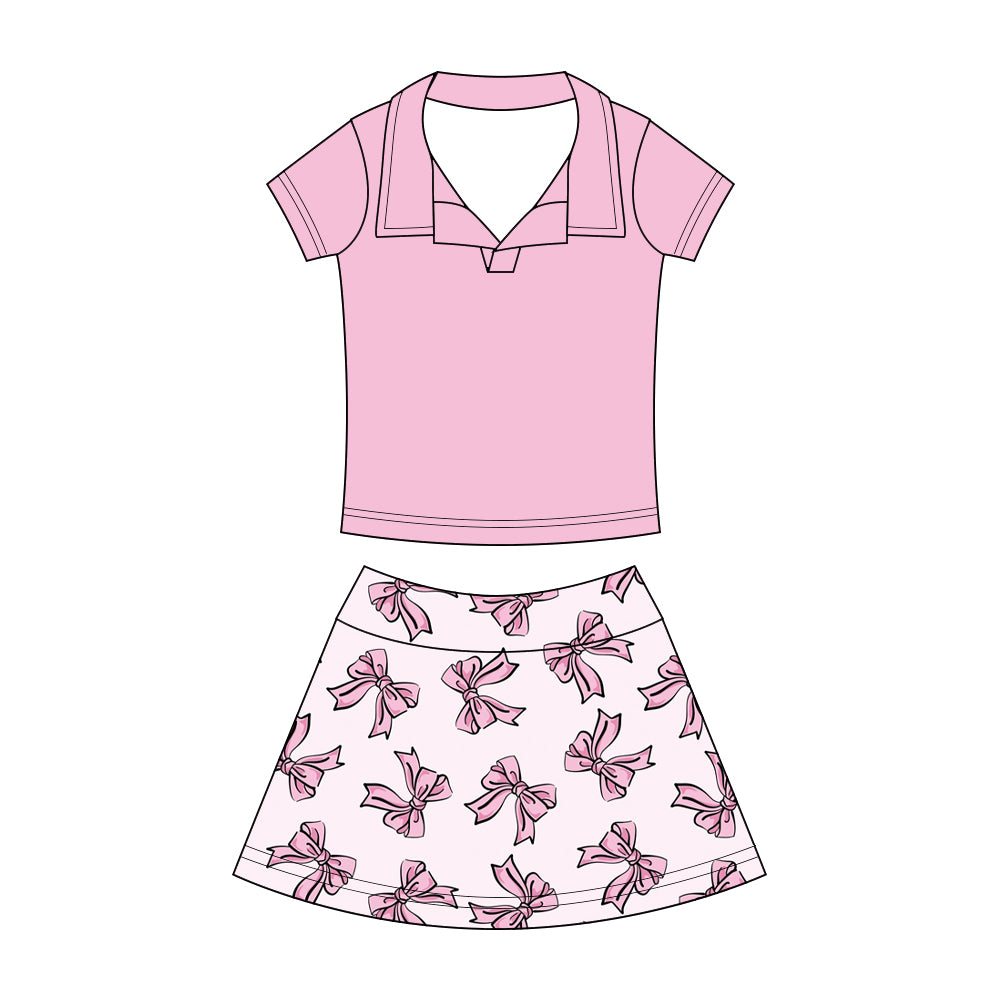 Preorder (moq 5)Baby Girls Button Pullovers Top Colorful Bows Skirt Shorts Clothes Set