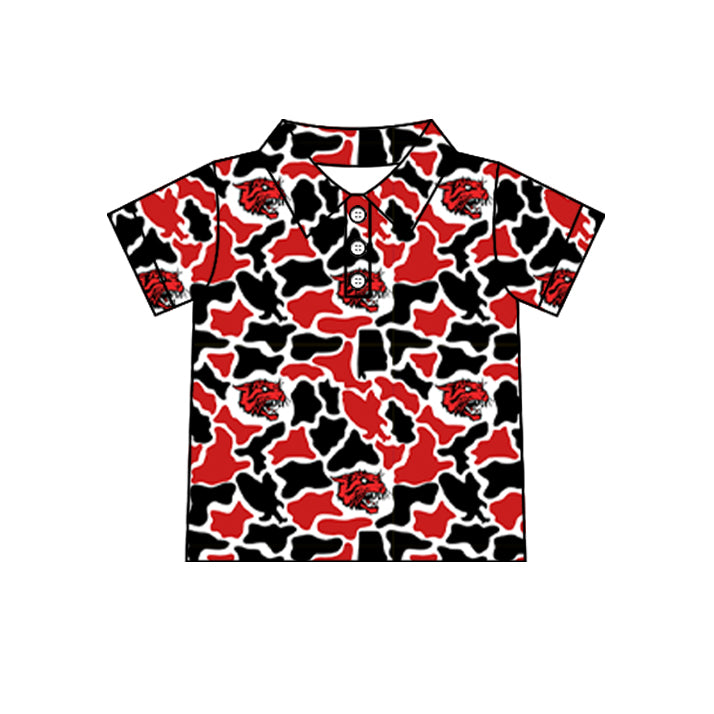 Preorder (moq 5)Baby Boys Short Sleeve Colorful Camo Team Button Polo Shirts Tops