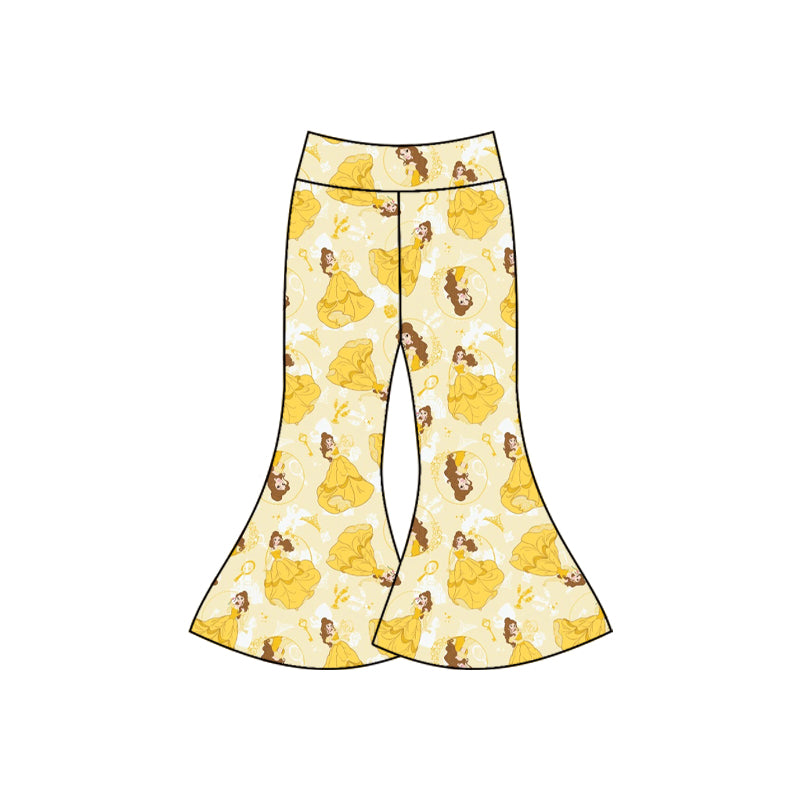 Preorder(moq 5) Baby Girls Cartoon Princesses Bell Bottom Pants Bottom