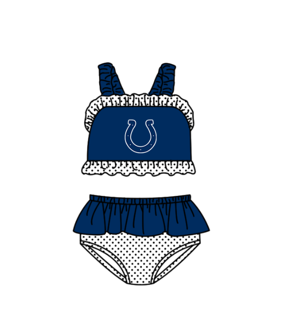 Preorder moq 5 Baby Girls Colts Strap Vest Top Bummies Short Team Swimsuits