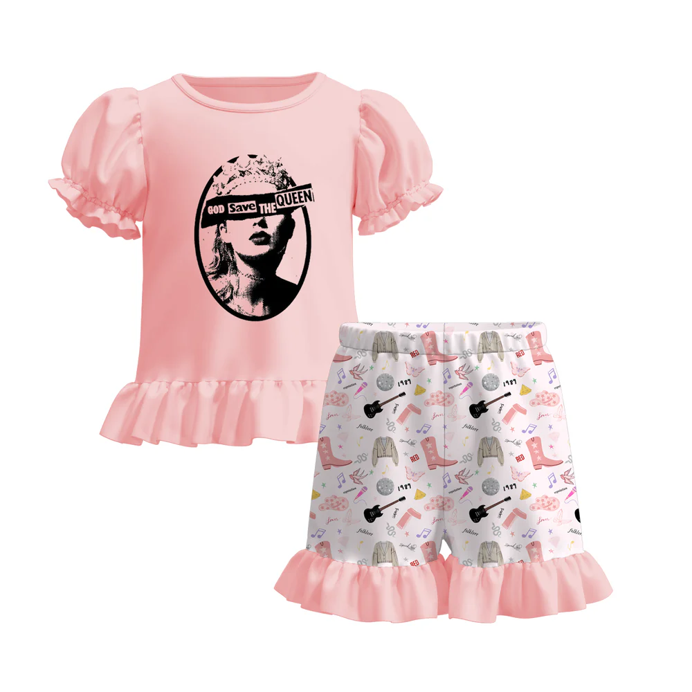 Baby Girls Pink Singer Tour Top Shirt Boots Shorts Summer Clothes Sets Preorder(moq 5)