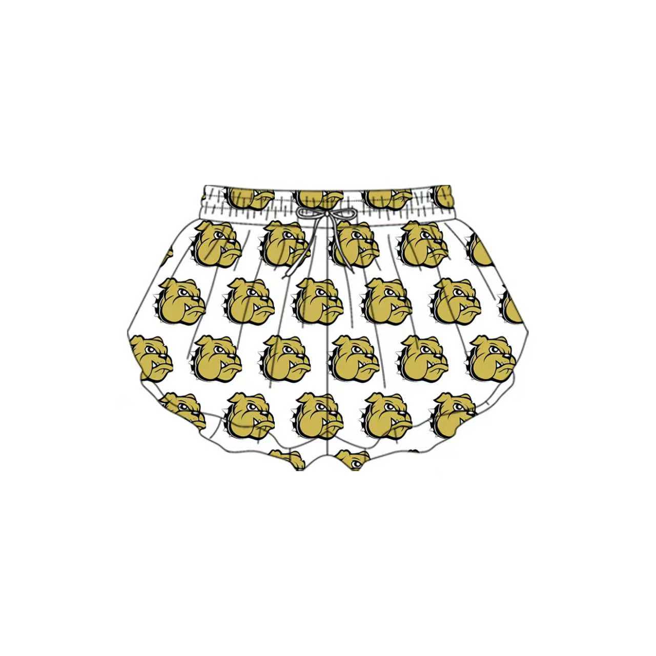 Preorder(moq 5) Baby Girls Bulldogs white Yoga Team Ruffle Shorts