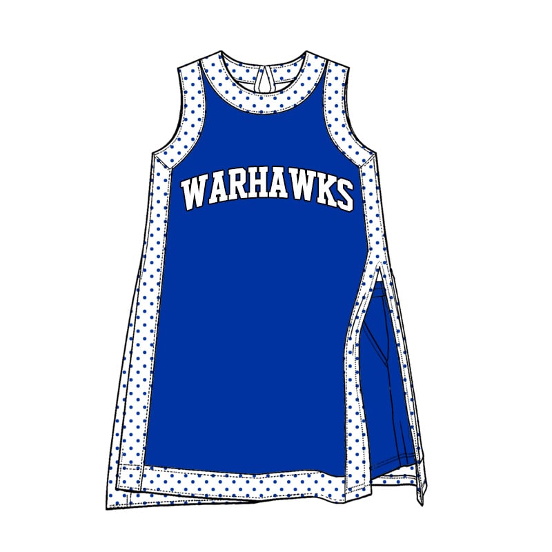Preorder moq 5 Baby Girls Sleeveless Blue Warhawks Yoga Active Split Short Clothes Sets