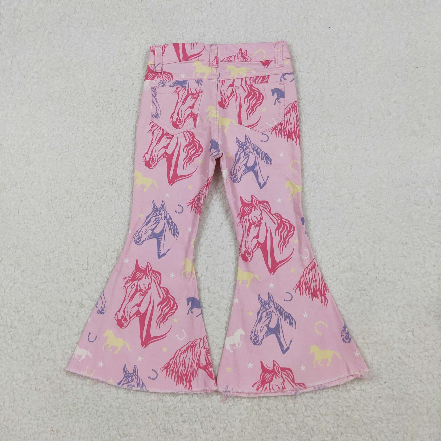 Baby Girls Pink Western Horse Denim Pants Jeans