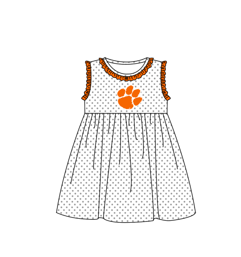 Preorder (moq 5)Baby Girls Sleeveless Pawl Polka Dots Team Knee Length Dresses