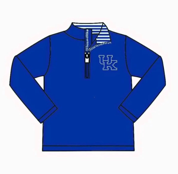Preorder moq 5 Baby Boys Blue UK Team Zip Pullovers Tops