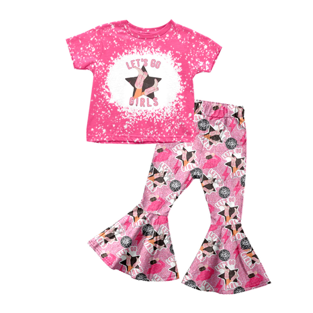 Baby Girls Let's Go Girls Short Sleeve Shirts Bell Pants Clothes Sets preorder(moq 5)