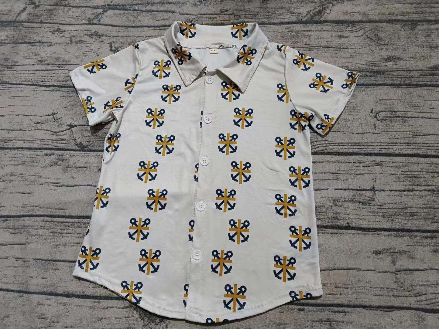 Preorder moq 5 Baby Boys Short Sleeves Cross Button Shirts Top