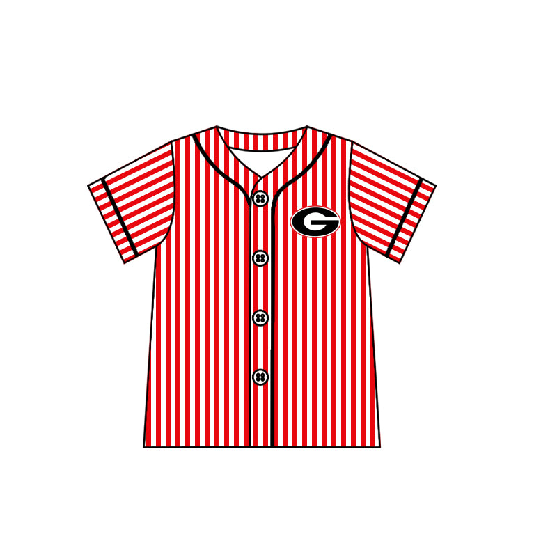 preorder(moq 5) Baby Boys G Bulldogs Team Red Stripes Buttons Shirts