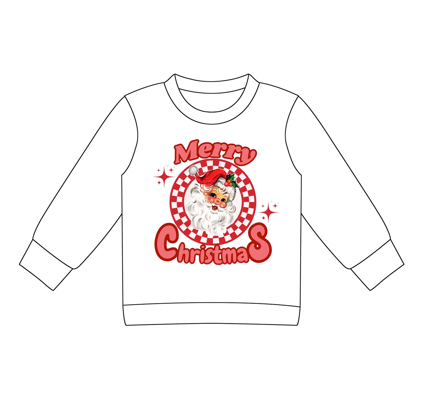 Preorder (moq 5)Baby Girls Long Sleeves Santa Merry Christmas Tee Shirts Top