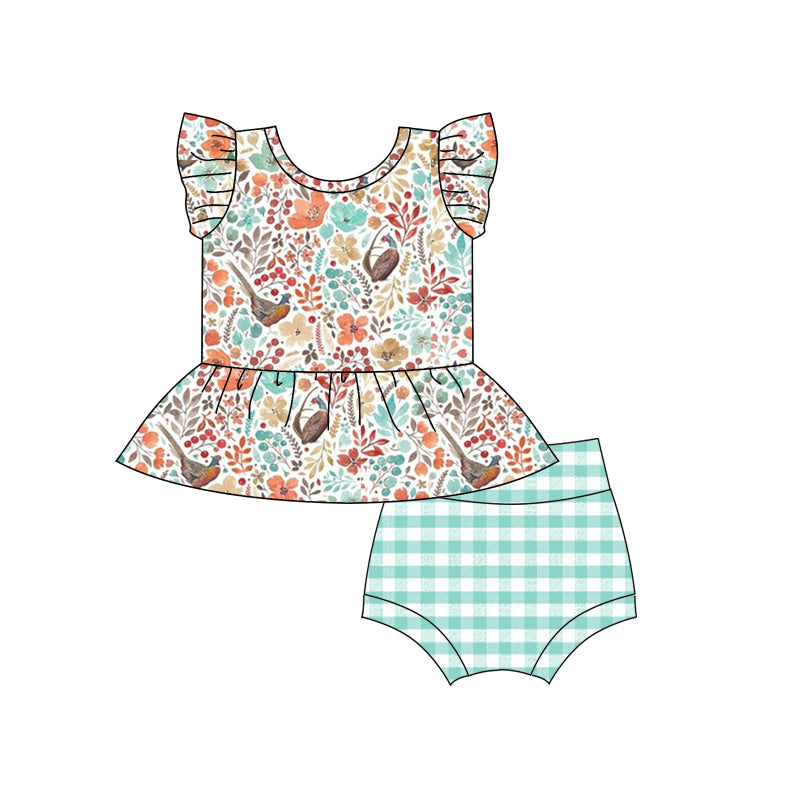 Baby Girls Wild Chicken Top Bummie Clothes Sets preorder (moq 5)