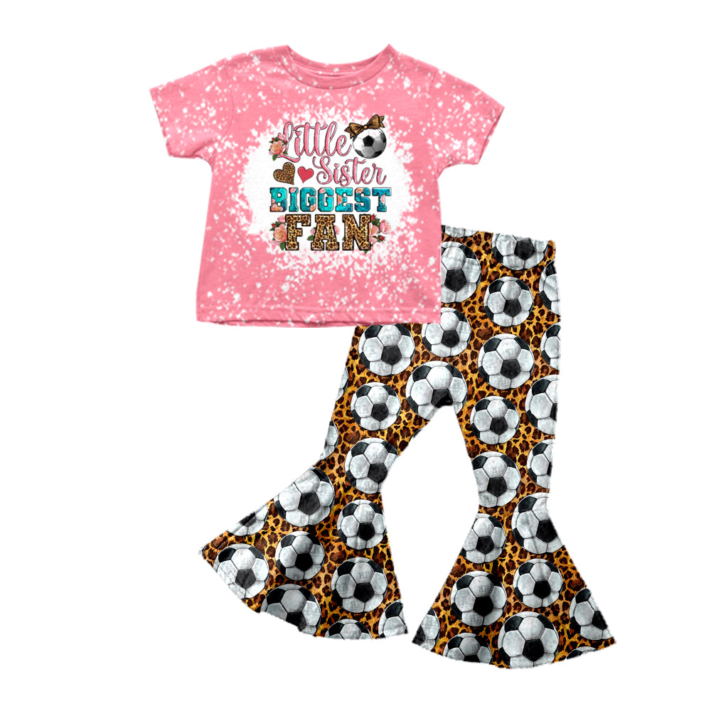 Baby Girls Little Sister Soccer Field Shirt Top Bell Pants Clothes Sets preorder(moq 5)