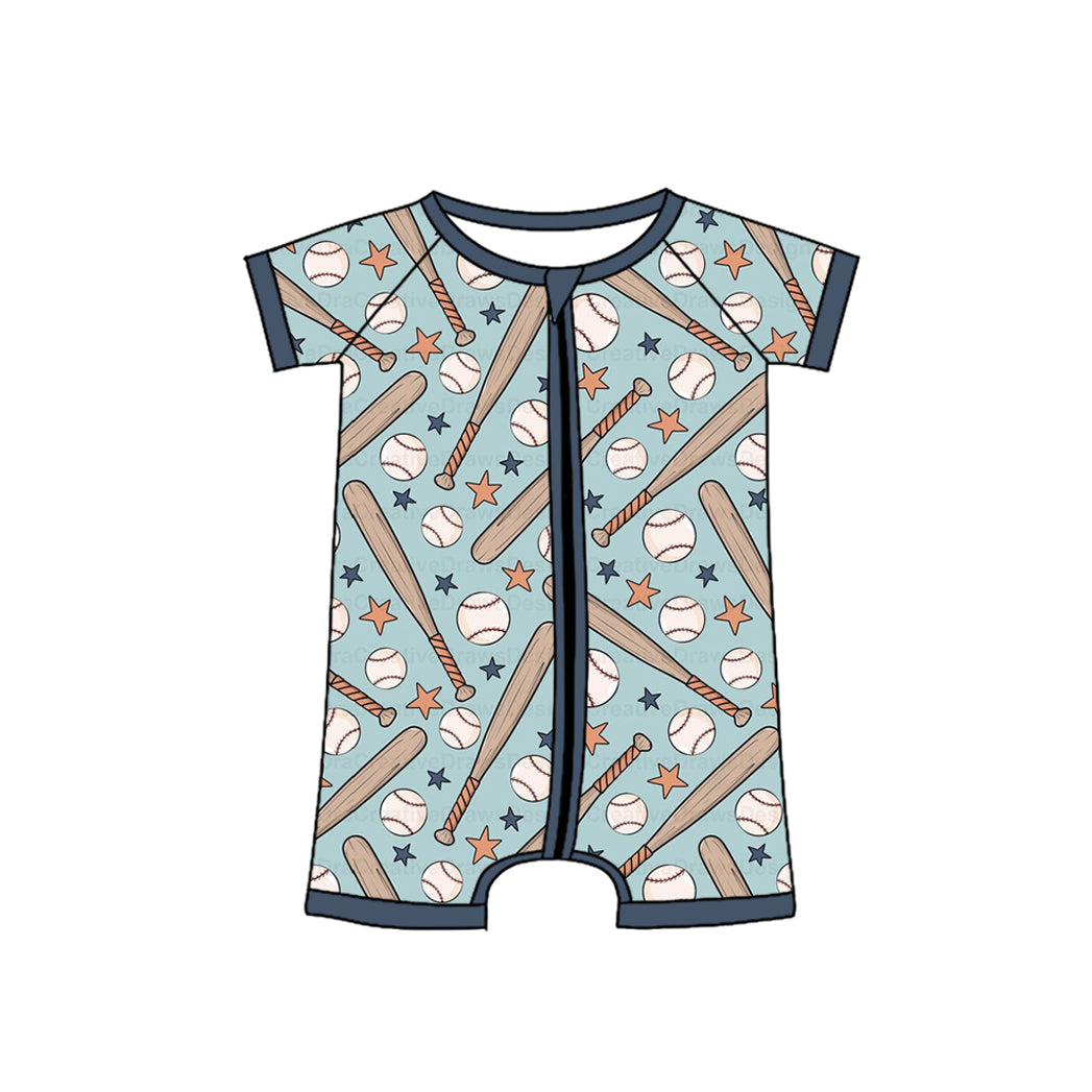 Preorder(moq 5)Baby Infant Boys Baseball Zip Sleepers Rompers