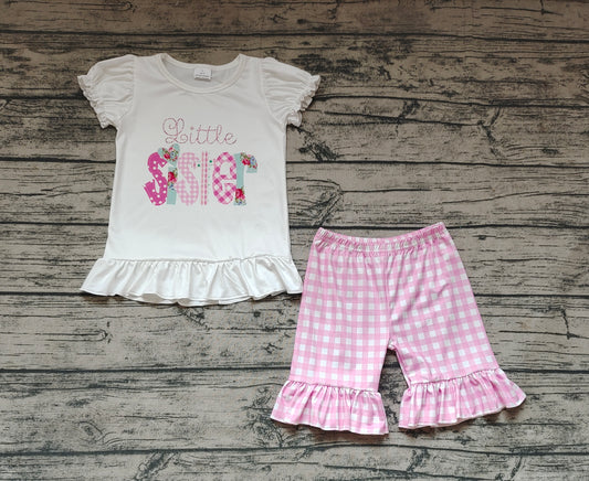Baby Girls Little Sister Shirts Ruffle Shorts Clothes Sets