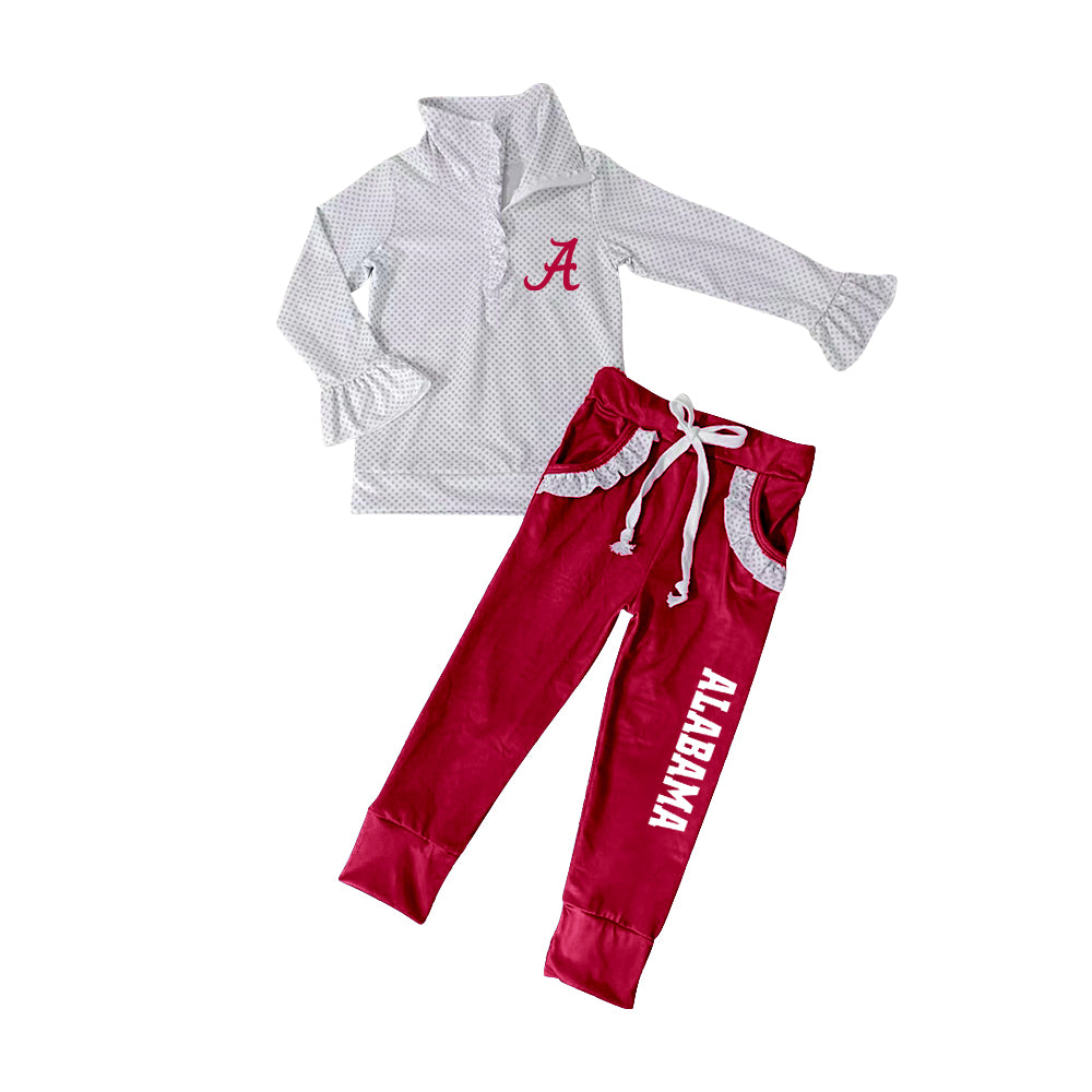 Preorder(moq 5)Baby Girls Alabama Team Pullover Tee Pants Clothing Sets