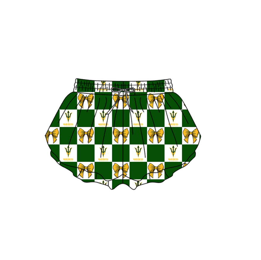 Preorder (moq 5)Baby Girls Daredevil Bows Checked Team Ruffle Shorts Bottom